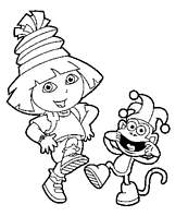 coloriage dora et babouche au carnaval